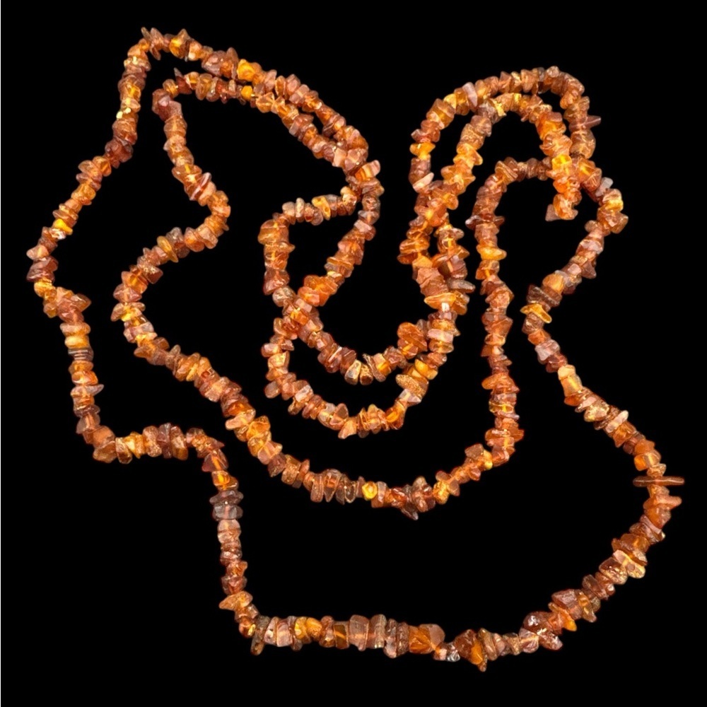 Vintage Raw Amber Opera Necklace 78” Fossilized Amber Opera Length Necklace 78”